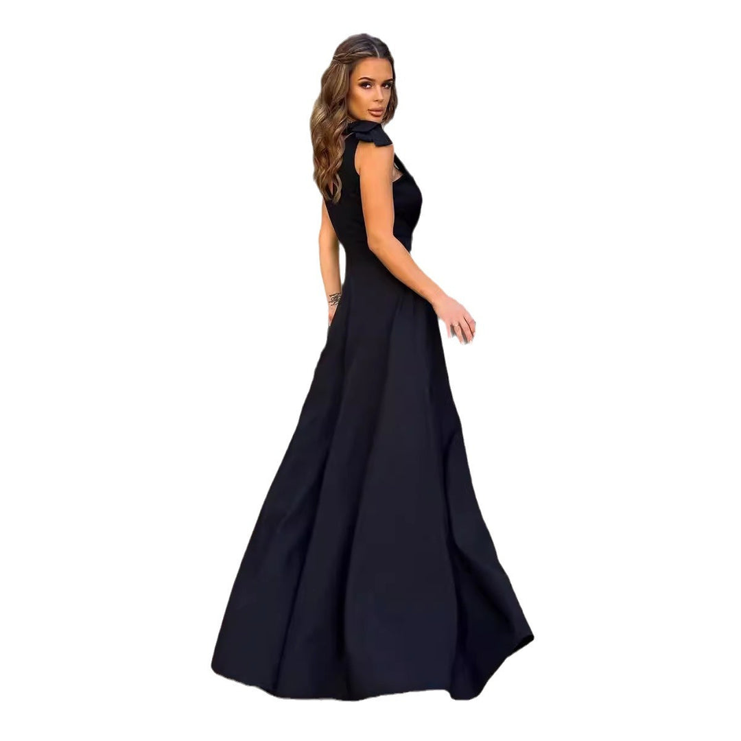 Dame Elegant Maxi-kjole med sideslids og bindebånd Stilla