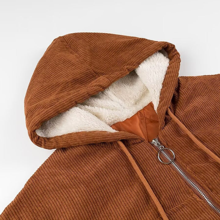 Femme Cozy Kordjakke med Fake Fur For Stilla