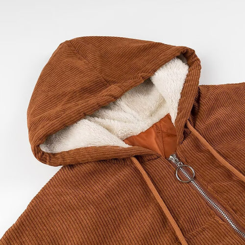 Femme Cozy Kordjakke med Fake Fur For Stilla