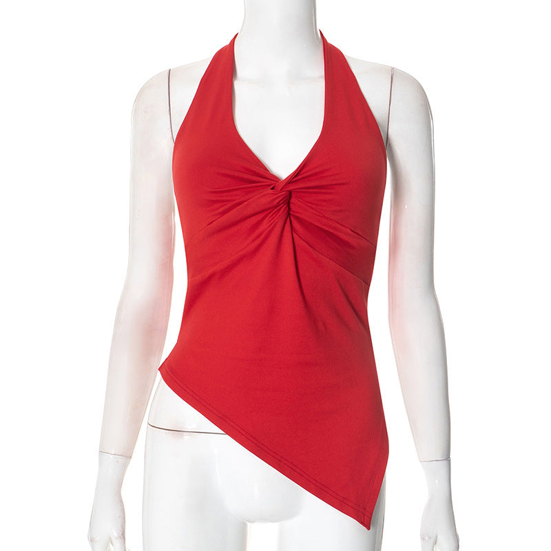 Dame casual tanktop med asymmetrisk søm og raffineret twist Skovae