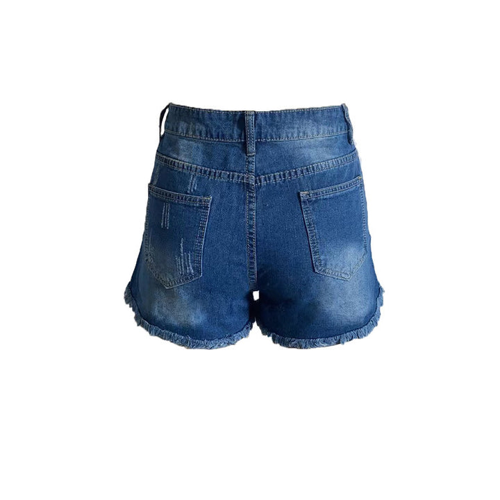 Dame Vintage Denim Shorts med Destroyed-Optik Stilla