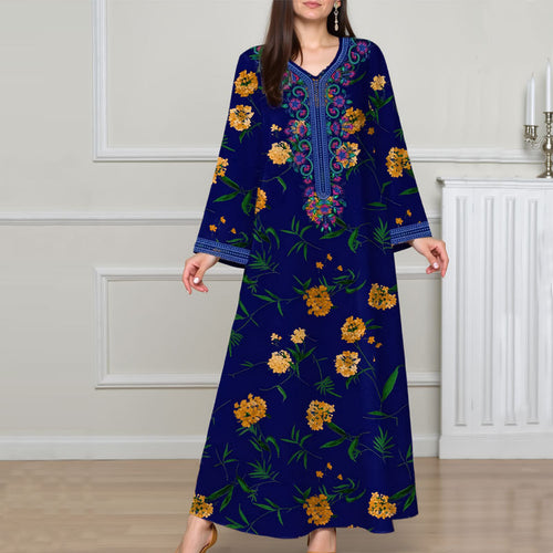 Femme Broderet Floral Maxi Kjole Stilla