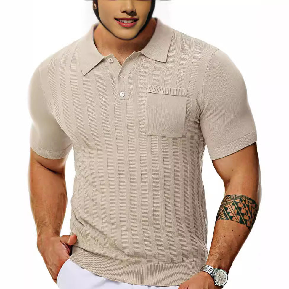 Herrer trendy polo shirt med struktureret mønster Stilla