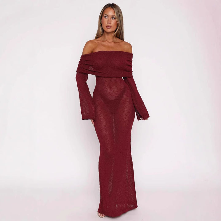 Dame Off-Shoulder Maxikjole med fine glimmeraccenter Stilla