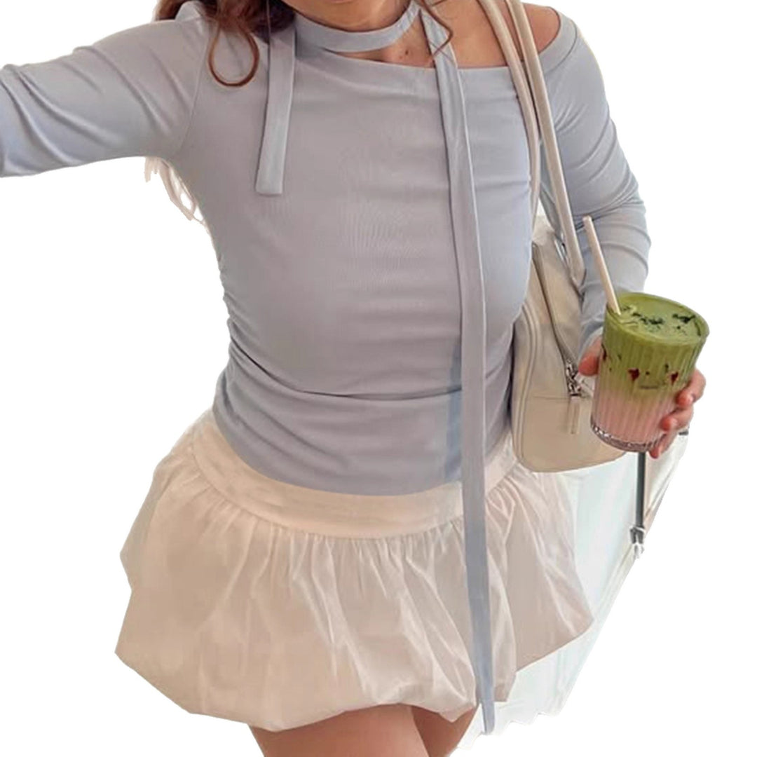 Dame Off-Shoulder Langærmet Top med justerbar hals Skovae