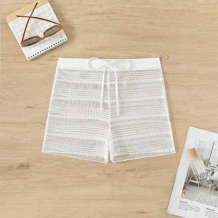 Dame Sportlige badshorts med fleksibel talje og moderigtigt bølgemønster Skovae
