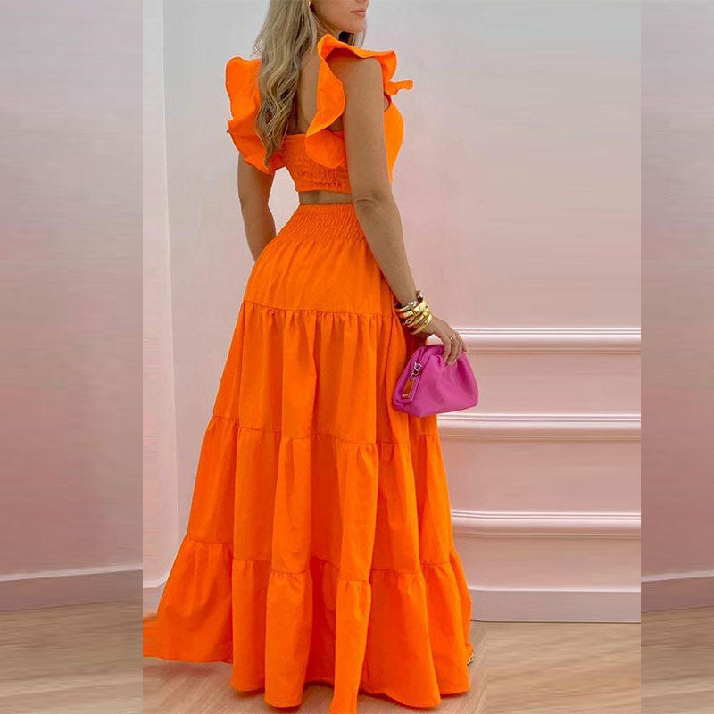 Dame To-delt Sommer-outfit med flæser Stilla