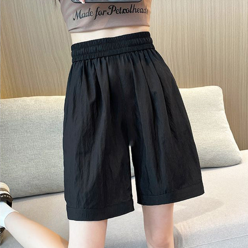 Kvinder casual shorts med elastisk talje og sidelommer