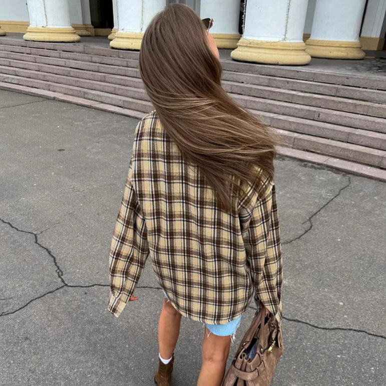 Dame Karo-Skjortejakke i afslappet oversized-snit Stilla
