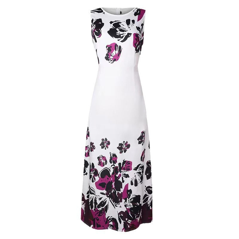 Dame maxikjole med floraltryk og elegant kant Stilla