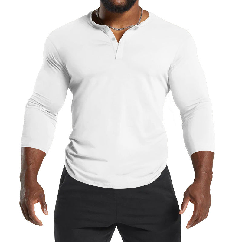 Herrer langærmet Henley-shirt lavet af åndbart materiale Stilla