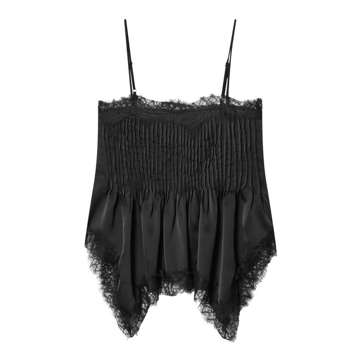 Dame spids-camisole med udførlig drapering og høj kvalitet satinoverflade Skovae