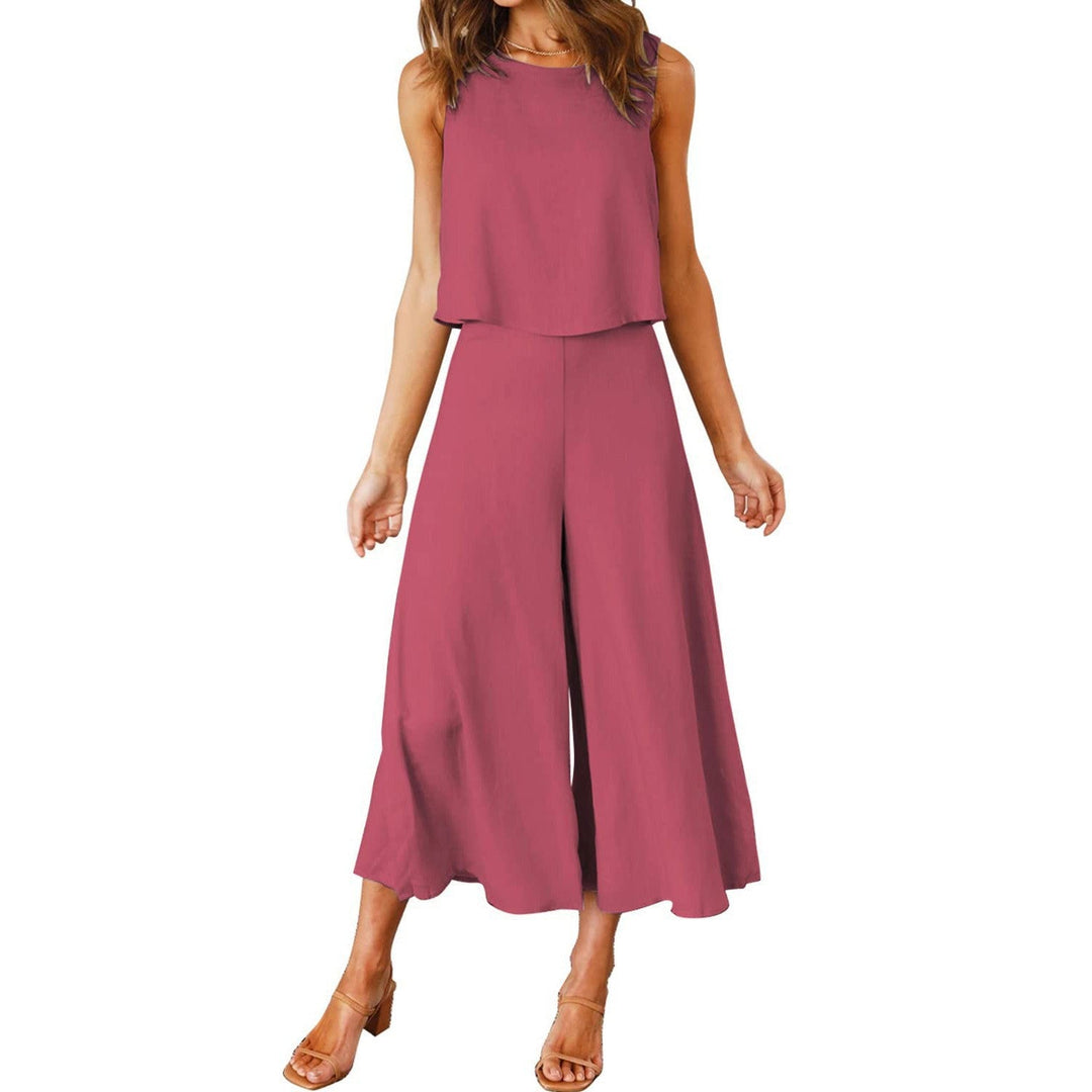 Dame Løs Jumpsuit med Svingende Ben og Ærmeløst Design Skovae