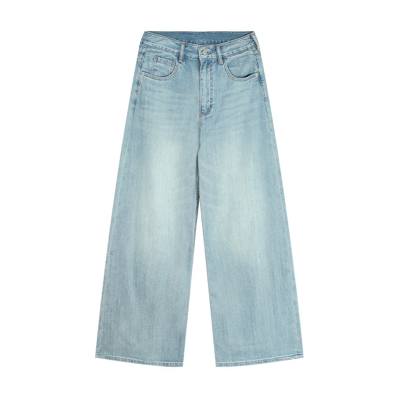 Dame brede High-Waist-jeans i moderne snit med dybe lommer og kvalitets denim Stilla