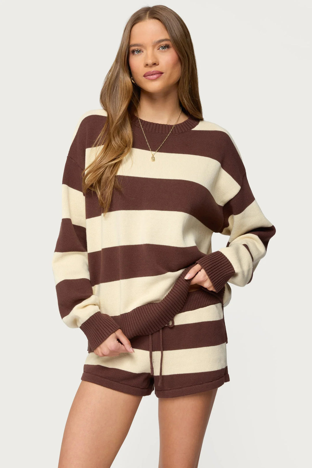 Kvinders hyggelige sweatshirt og shorts sæt Skovae