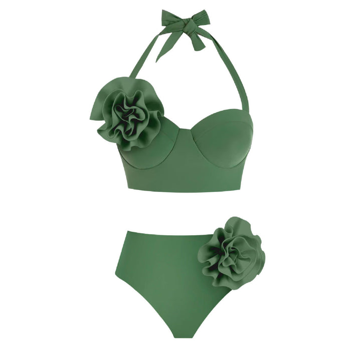 Dame bikini-sæt med blomsterdetalje og elegant høj talje Stilla