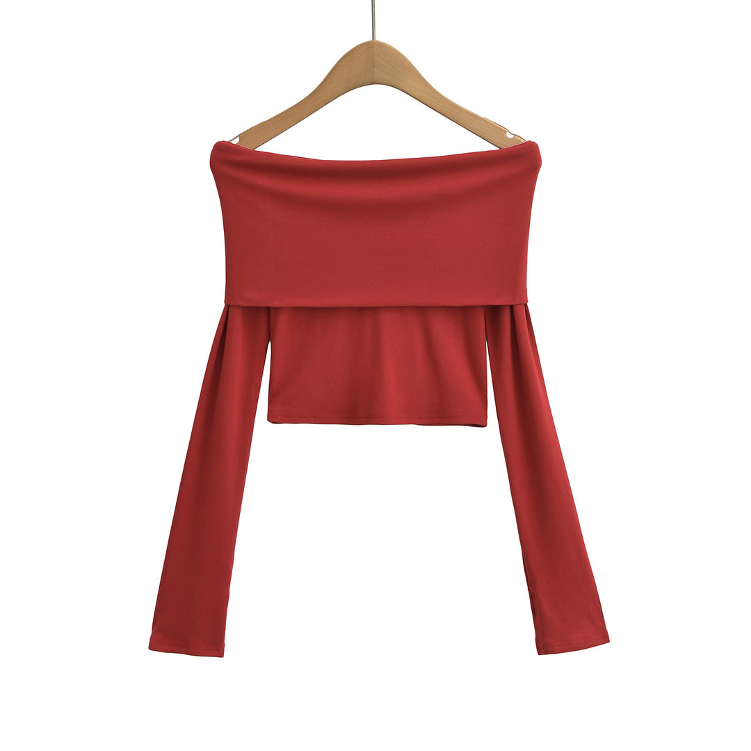 Dame Off-Shoulder Crop-Top med lange ærmer og elegant snit Stilla