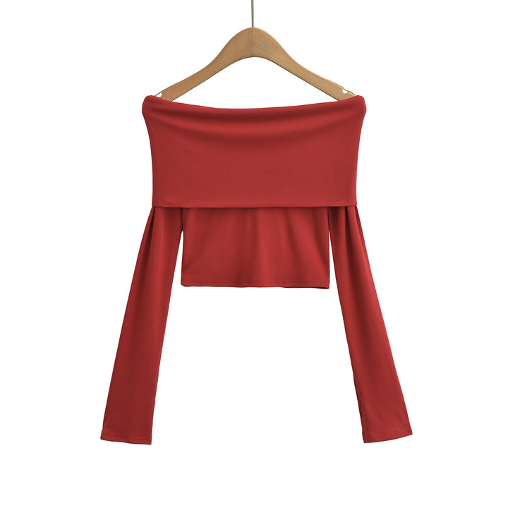 Dame Off-Shoulder Crop-Top med lange ærmer og elegant snit Stilla