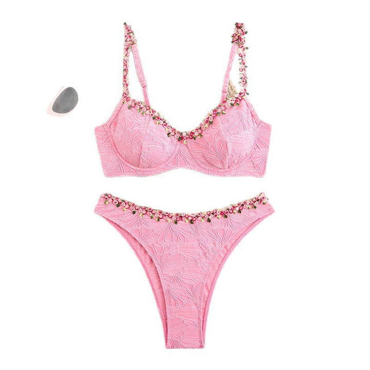 Dame bikini-sæt med florale accentbroderier Skovae