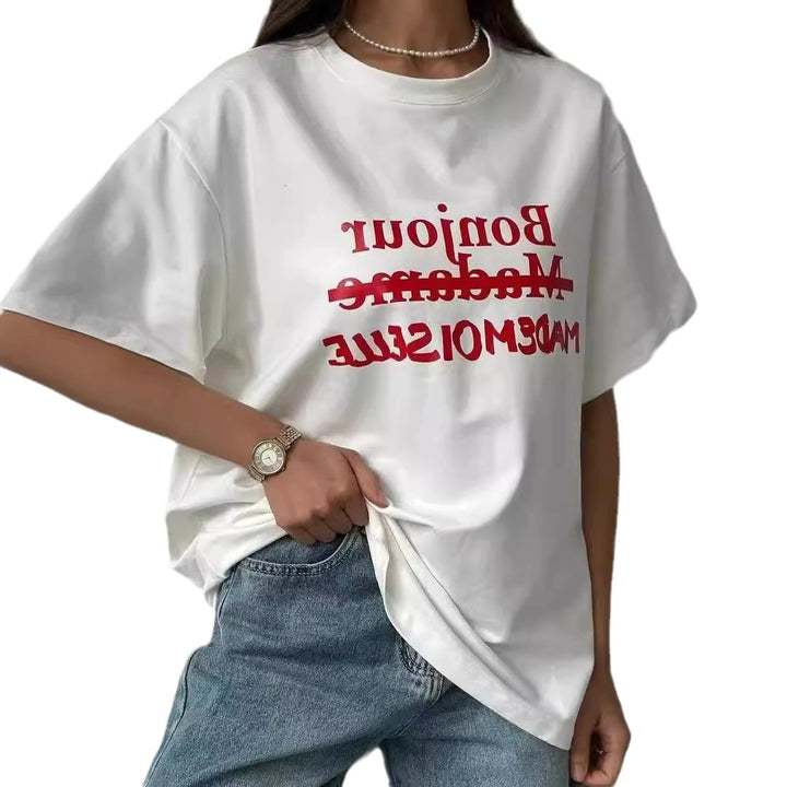 Dame T-Shirt med kreativt skrift og afslappet oversized pasform Stilla