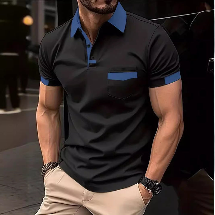 Herrer Poloshirt med moderne kontrastkrave og praktisk brystlomme Stilla