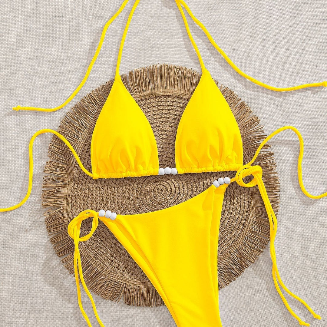 Dame trekant-bikini med dekorative perle-detaljer Skovae