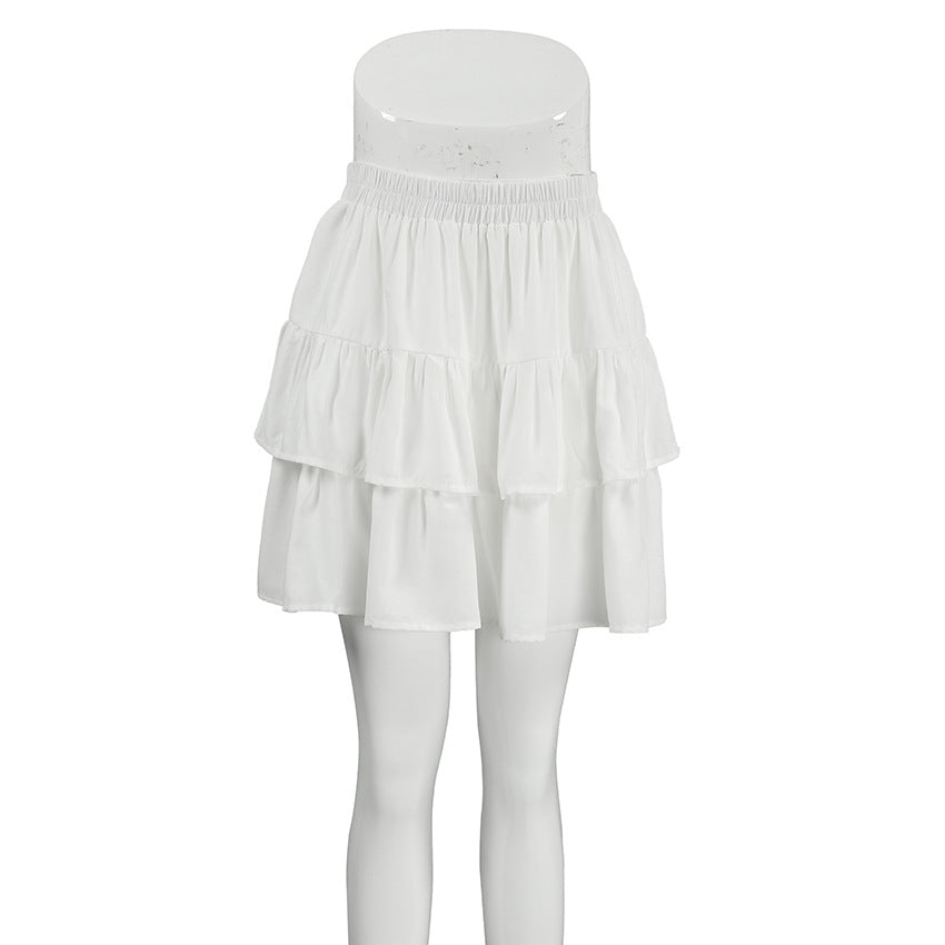 Dame ruffled skirt med lagdelt design og elastisk talje Stilla