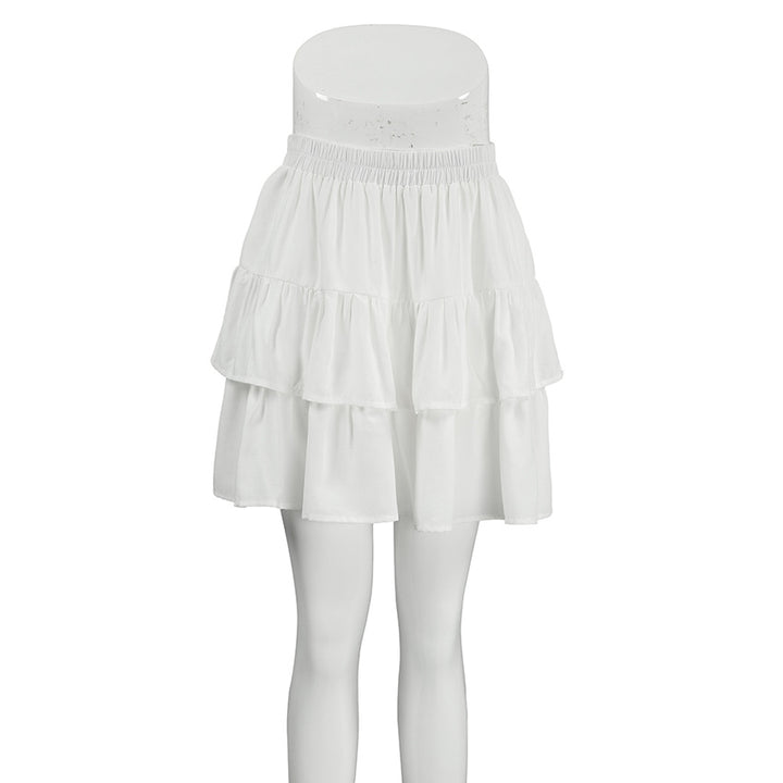 Dame ruffled skirt med lagdelt design og elastisk talje Stilla