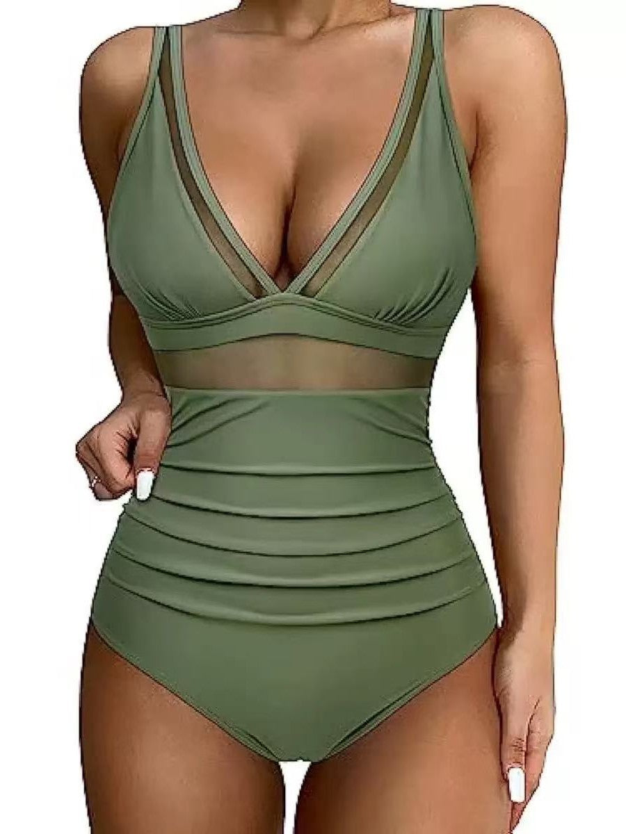 Dame højtaljede bikinier med mesh-detaljer og dyb udskæring Stilla