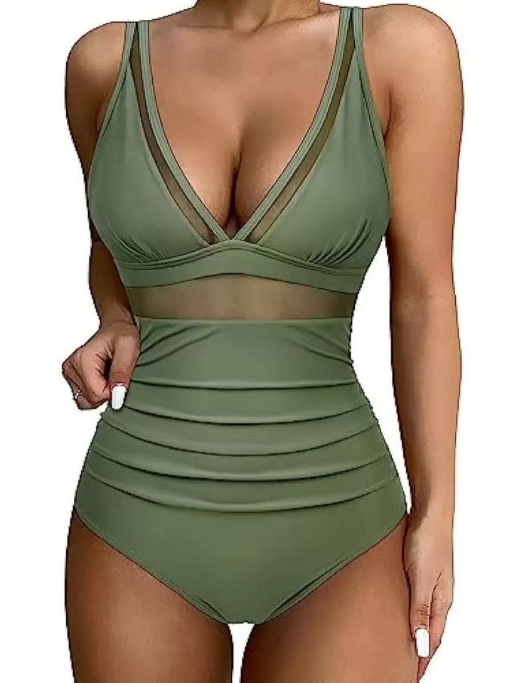 Dame højtaljede bikinier med mesh-detaljer og dyb udskæring Stilla
