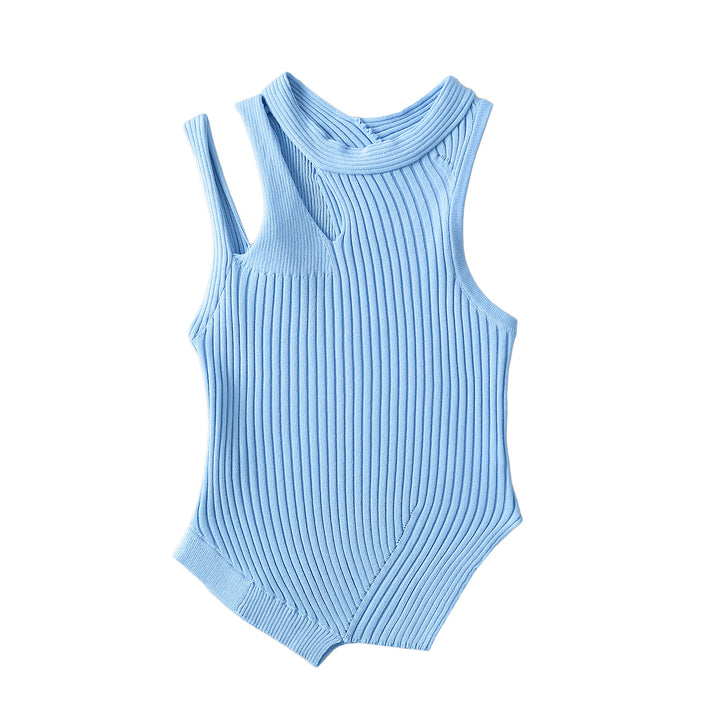 Dame Ribb Strik Tanktop med asymmetrisk design og elegante stropdetaljer Stilla