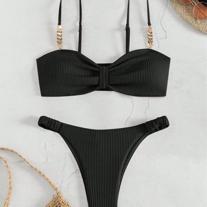 Dame Bustier-Bikini med elegant sløjfe-design og moderigtige accenter Skovae