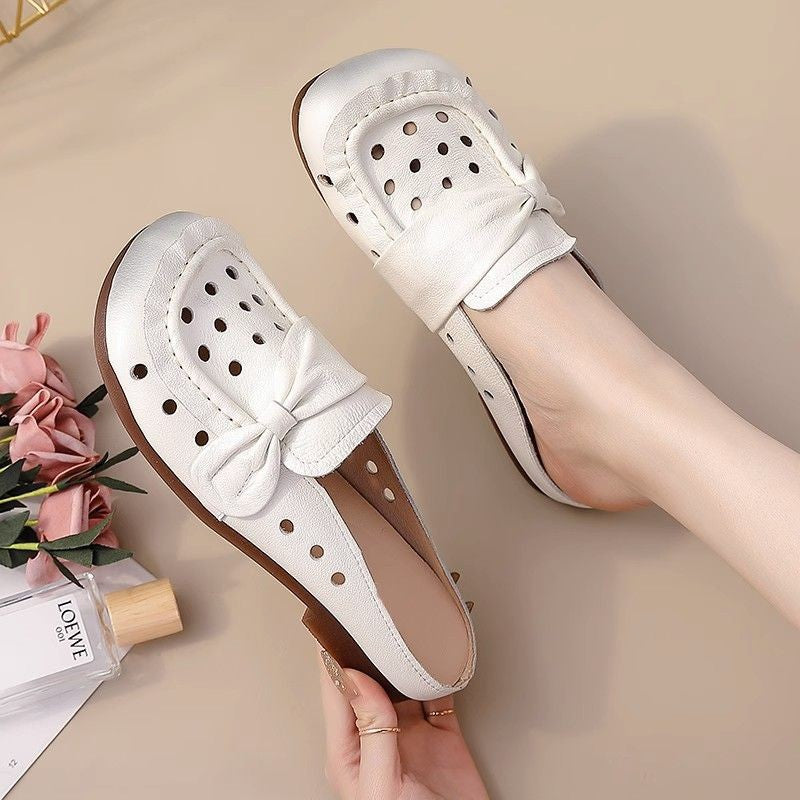 Dame Clogs med perforeret design og mode bue-detalje Stilla