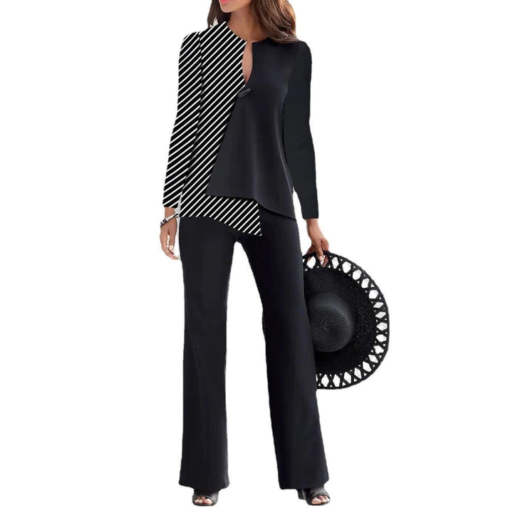 Dame elegant jumpsuit med asymmetrisk snit og lange ærmer Stilla