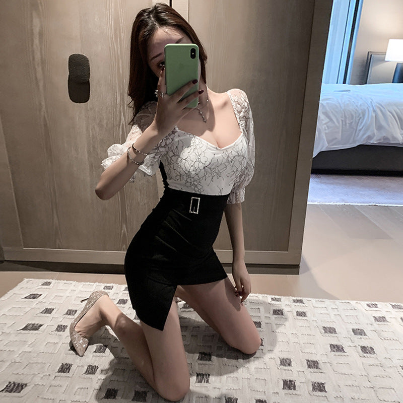Stilla | Sultry Lace Slim Fit Irregular Bodycon Kjole