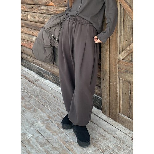 Dame bred Palazzo-bukser med elastisk talje og elegant plisseedetalje Stilla