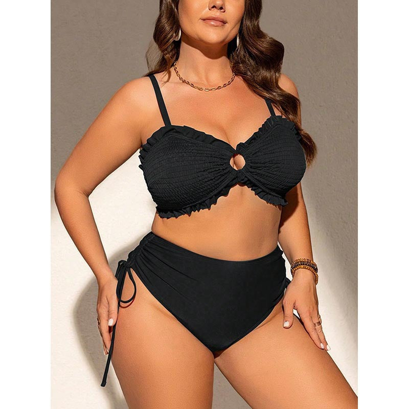 Dame bandeau bikini med ruffles detaljer og justerbart bunde Skovae
