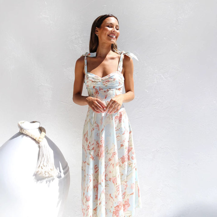 Dame Floral Print A-Linie Midi Kjole Stilla