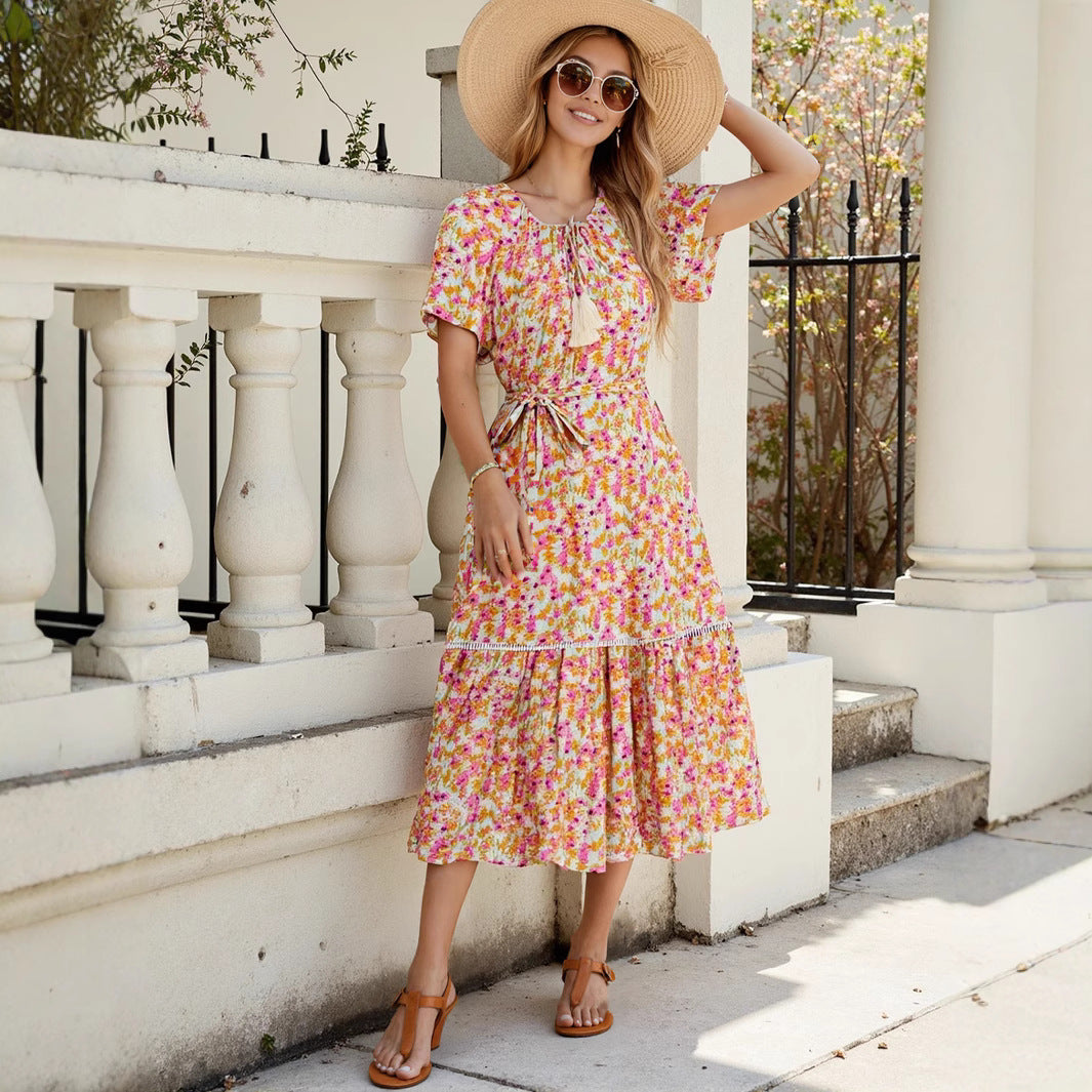 Dame Bohemian Floral Maxi Kjole Stilla