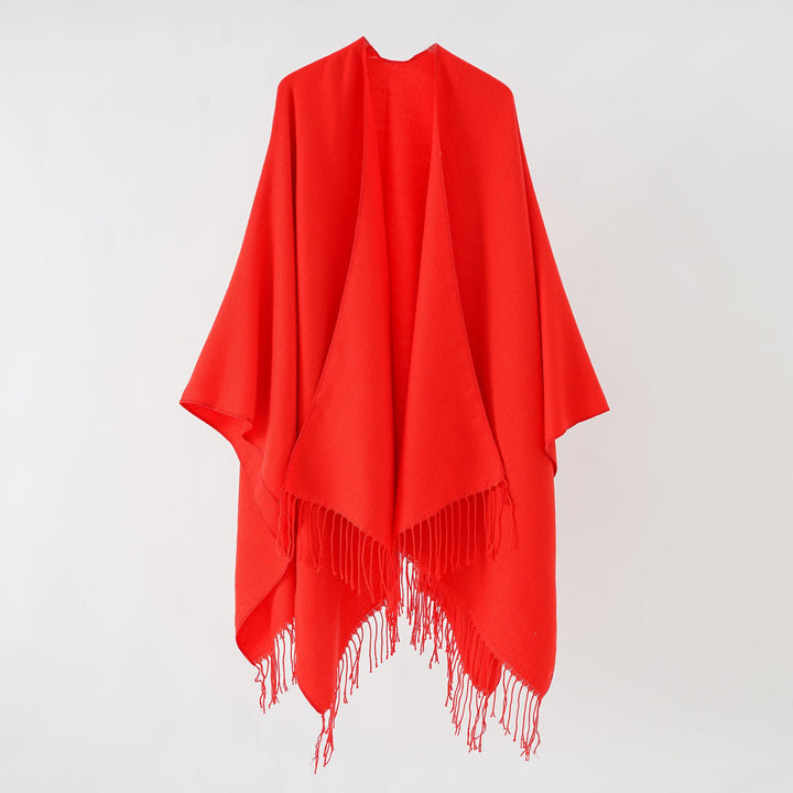 Dame Modisk Frynse-Poncho Af Blødt Materiale med Luksuriøs Fald Skovae