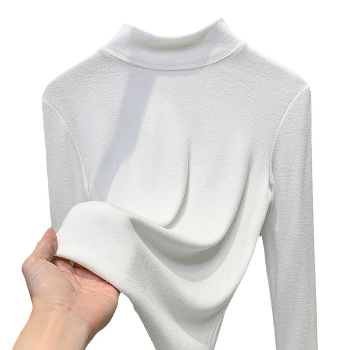 Dame Turtleneck-overdel i blødt strækmateriale med figursyet snit Stilla