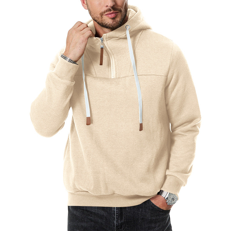 Herre hoodie med kort lynlås og blødt fleece-materiale Stilla