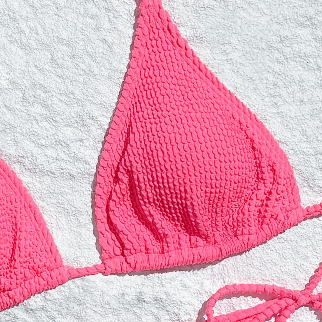 Dame Triangel-Bikini med struktureret tekstur og sidelinske bindebånd Stilla