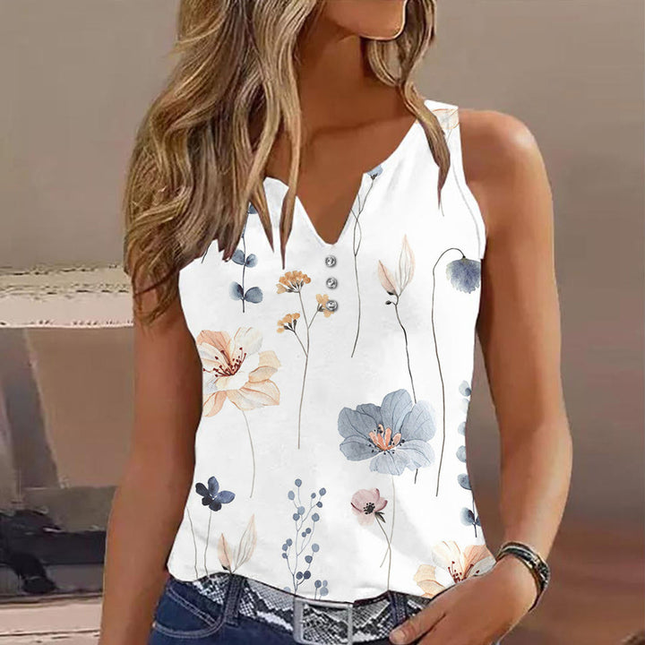 Dame Modisk ærmeløs top med V-udskæring og glimmertryk Skovae