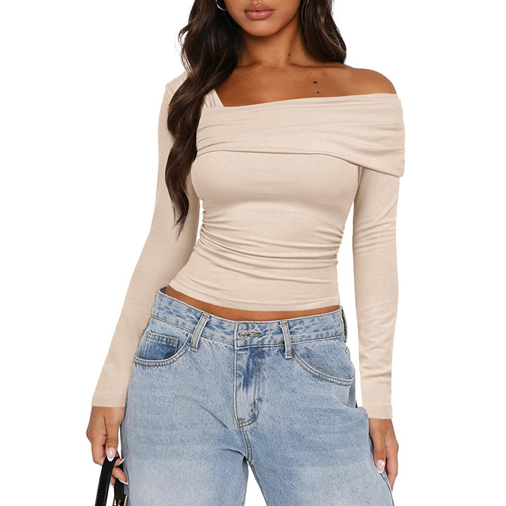 Femme Off-Shoulder Rynk Langærmet Top Stilla