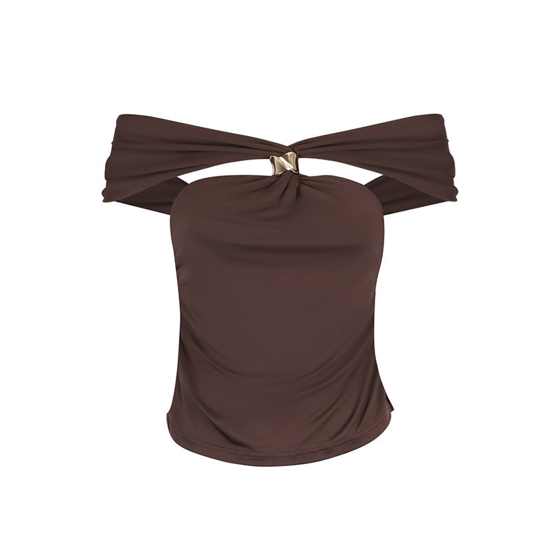 Dame trendy Off-Shoulder Bluse med accentueret knude og elegant detalje Skovae