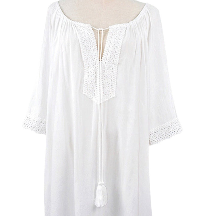 Dame strandtunika med kunstneriske hækledesign og afslappet pasform Stilla
