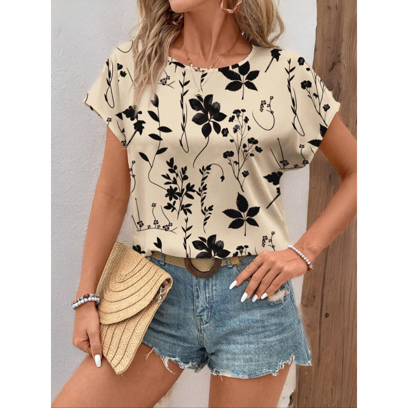 Femme Floral Print Afslappet Bluse Stilla