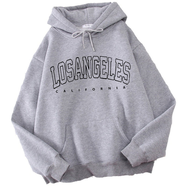 Damehoodie til kvinder med moderne Los Angeles print og løs pasform Skovae