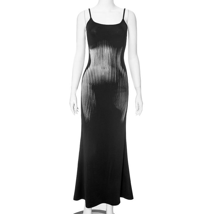 Femme Elegantes Spaghetti strop Maxi kjole Stilla
